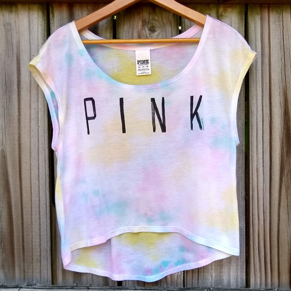 PINK Victoria's Secret Tops - PINK Victoria's Secret Tie Dye Cropped T-Shirt